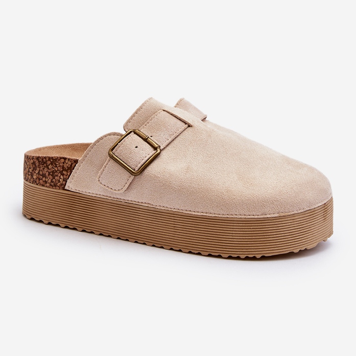 Zoccoli con plateau da donna Jorfia beige chiaro 1
