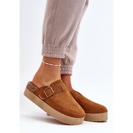 Zoccoli Jorfia con plateau color cammello da donna marrone 2