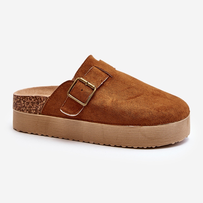 Zoccoli Jorfia con plateau color cammello da donna marrone 1