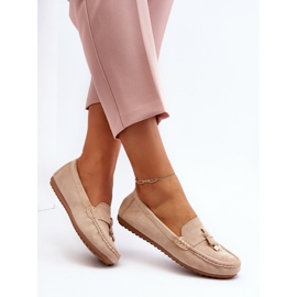 Mocassini classici in pelle scamosciata da donna Beige Ontala 1