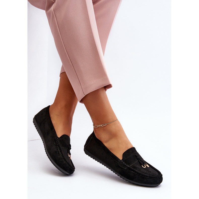 Mocassini classici in pelle scamosciata da donna neri Ontala nero 1