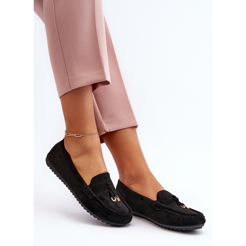 Mocassini classici in pelle scamosciata da donna neri Ontala nero 2