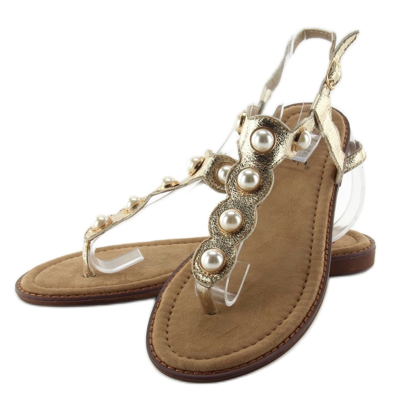 Infradito con perle grandi LL-75 Gold d'oro 2