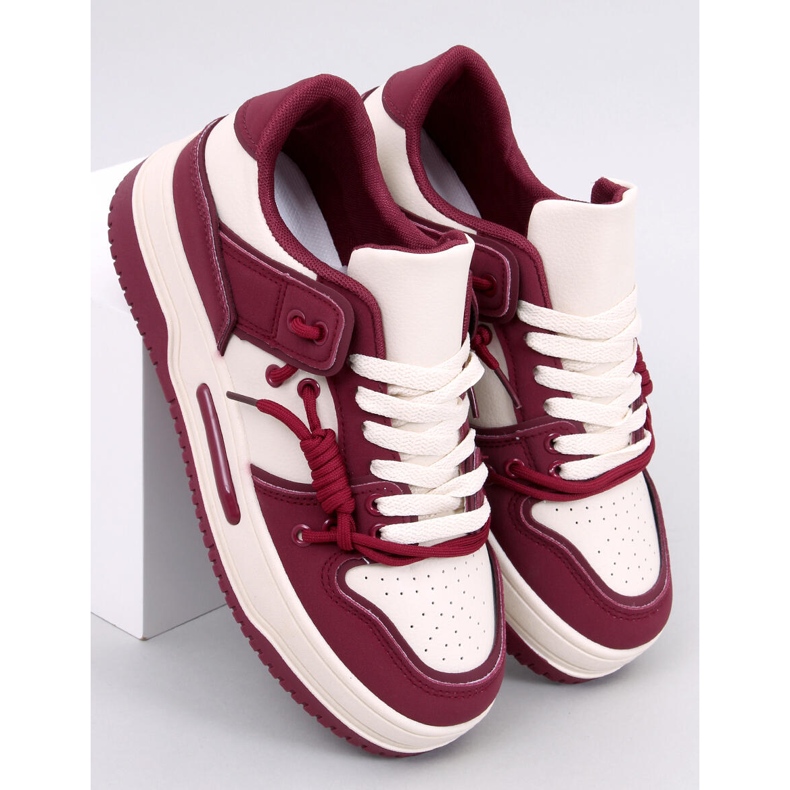 Sneakers Clavell Wine con suola alta rosso 1