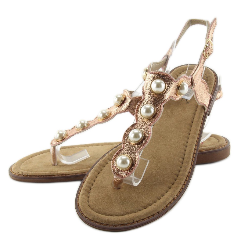 Infradito con grandi perle LL-75 Champagne rosa 2