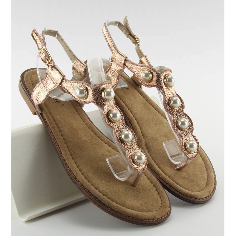 Infradito con grandi perle LL-75 Champagne rosa 1