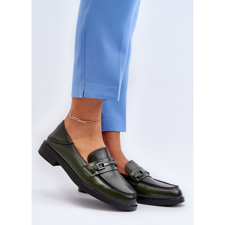 Vinceza Mocassini in pelle da donna Nurea verde scuro 2