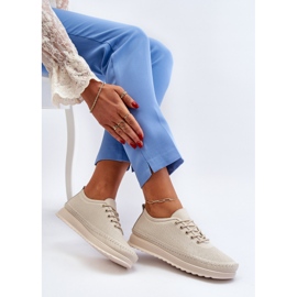 Vinceza Scarpe Sportive in Pelle da Donna Sneakers Beige Lalnai 1