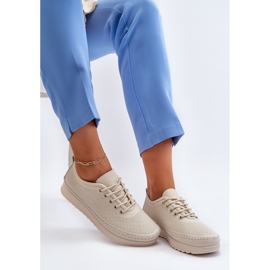 Vinceza Scarpe Sportive in Pelle da Donna Sneakers Beige Lalnai 2