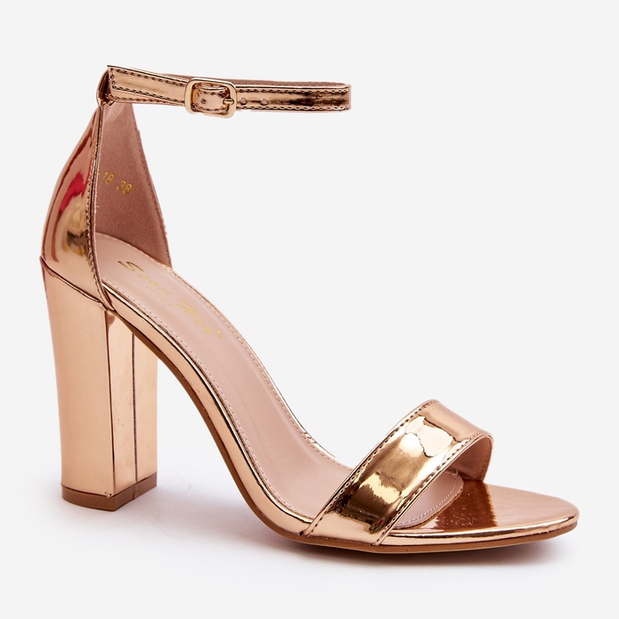 Sandali con tacco alto Thakko in oro rosa d'oro 2