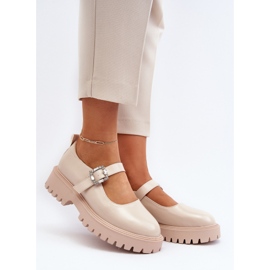 Scarpe da donna in vernice con fibbia decorativa, Lindnessa Beige 2