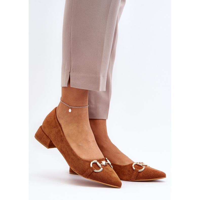 Ballerine a punta in pelle scamosciata Ethere color cammello marrone 2