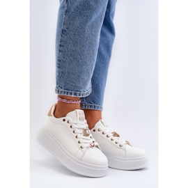 Sneakers Platform Da Donna Con Decori, Herbisa Di Colore Bianco 2