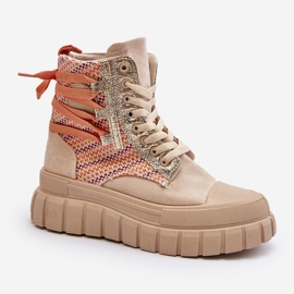 Sneakers alte da donna beige su una piattaforma massiccia Kernia 2