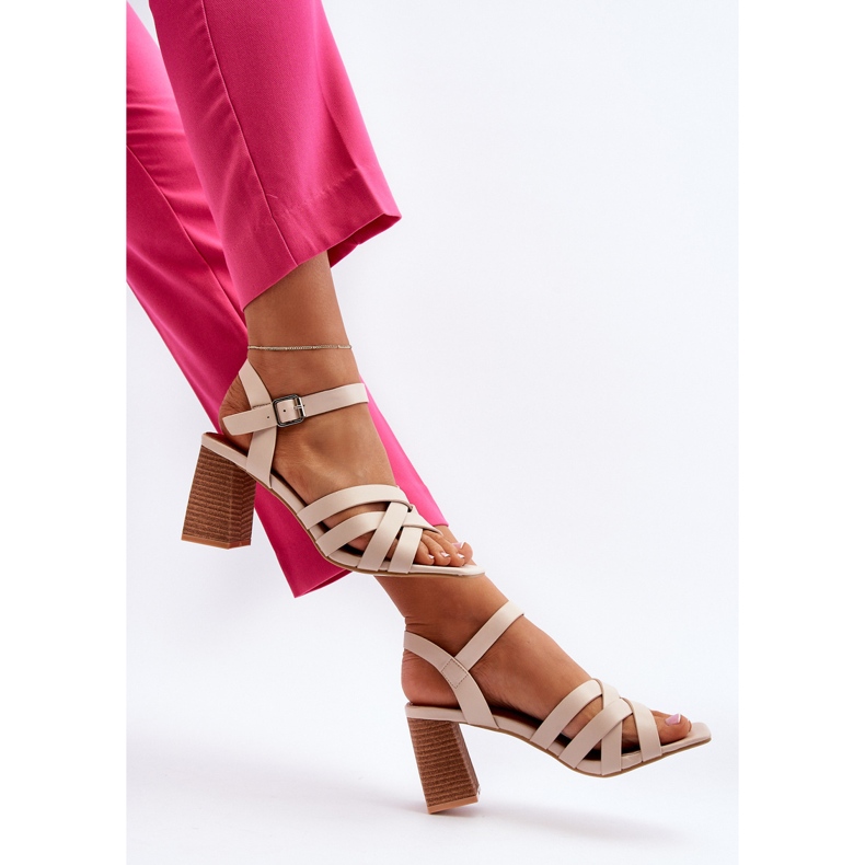 Sandali da donna con tacco alto Opifiana beige 1