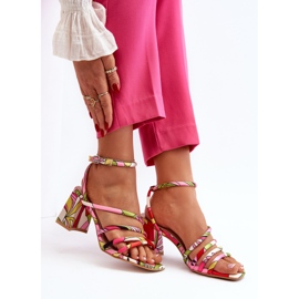Sandali fantasia su Jenglla multicolor con tacco alto rosa 2