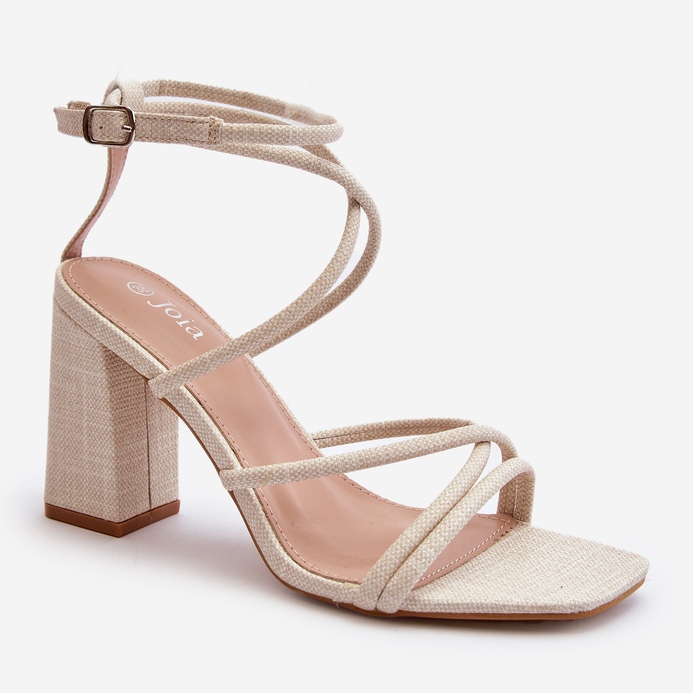 Sandali Herfiana color nude con tacco alto e cinturini beige 2