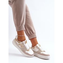 Sneakers basse Regines da donna di colore beige 1