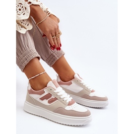 Sneakers basse Regines da donna di colore beige 1