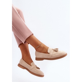 Mocassini da donna in pelle scamosciata Beige Dansitu 1