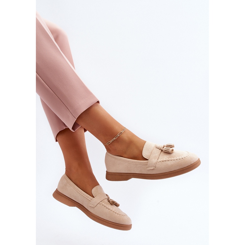 Mocassini da donna in pelle scamosciata Beige Dansitu 1