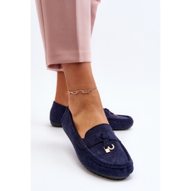 Mocassini classici in pelle scamosciata da donna blu navy Ontala 1