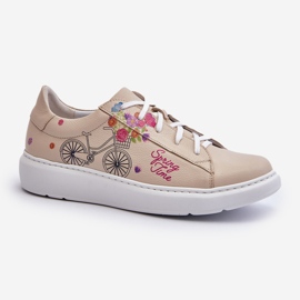 Zazoo 024/TAMARA Sneakers in pelle da donna, Beige 1