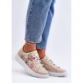 Zazoo 024/TAMARA Sneakers in pelle da donna, Beige 2