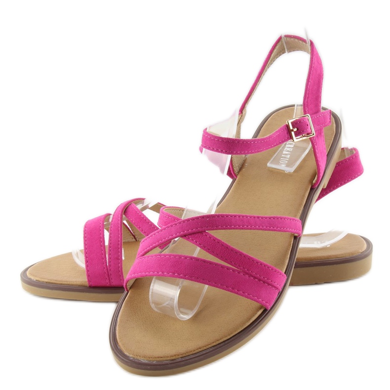 Sandali con delicate righe fucsia rosa 2