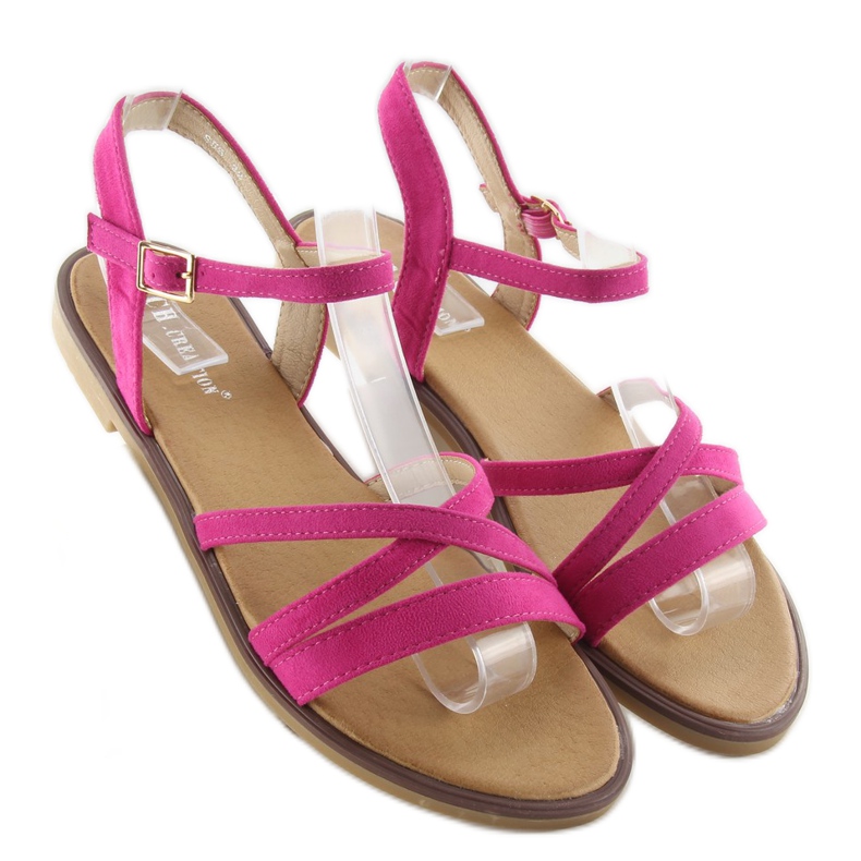 Sandali con delicate righe fucsia rosa 1