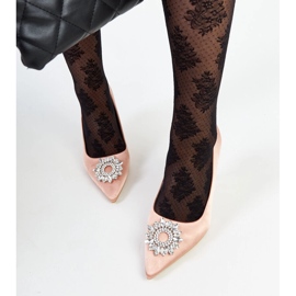 Décolleté beige con finitura satinata e strass Clemente 1