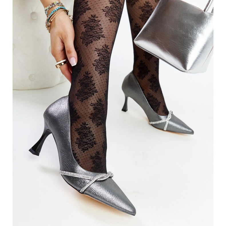 Tacchi alti grafite con decorazione Zdenka d'argento 1