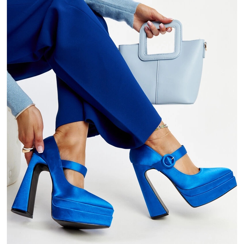 Décolleté Mikea blu con tacco alto 1