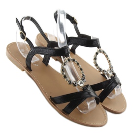 Sandali con pietre nere decorative nero 1