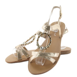 Sandali con pietre decorative LC-132 oro d'oro 2