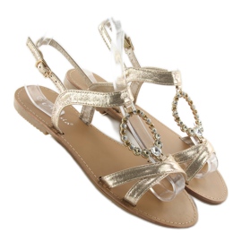 Sandali con pietre decorative LC-132 oro d'oro 1
