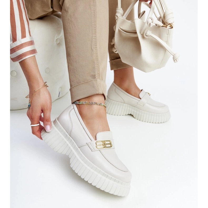 Scarpe in pelle beige chiaro, mocassini Karino 1