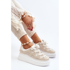 Sneakers da Donna con Allacciatura Spessa Beige Vinali 1