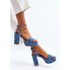 Sandali in denim blu con tacco alto Acrana 2