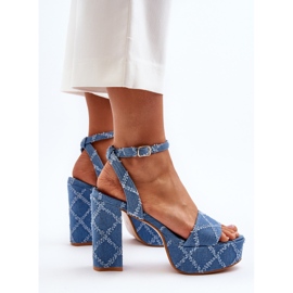 Sandali in denim blu con tacco alto Acrana 1