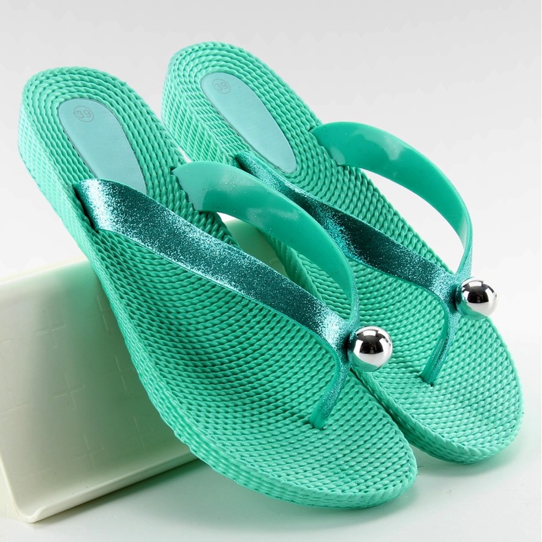 Infradito con pallina argento 9-56 verde 1