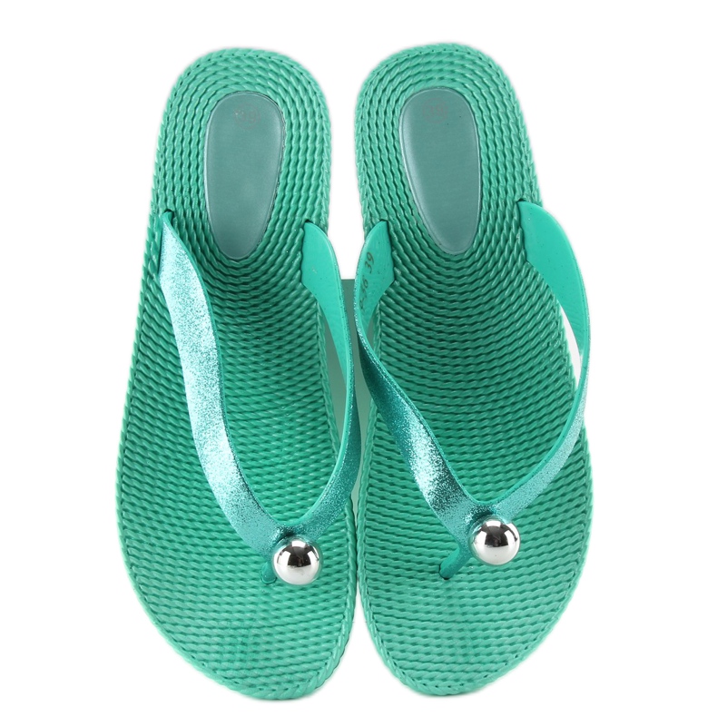 Infradito con pallina argento 9-56 verde 2
