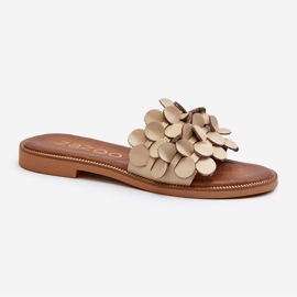 Zazoo 40381 Infradito da donna in pelle con tacco piatto, Beige 2