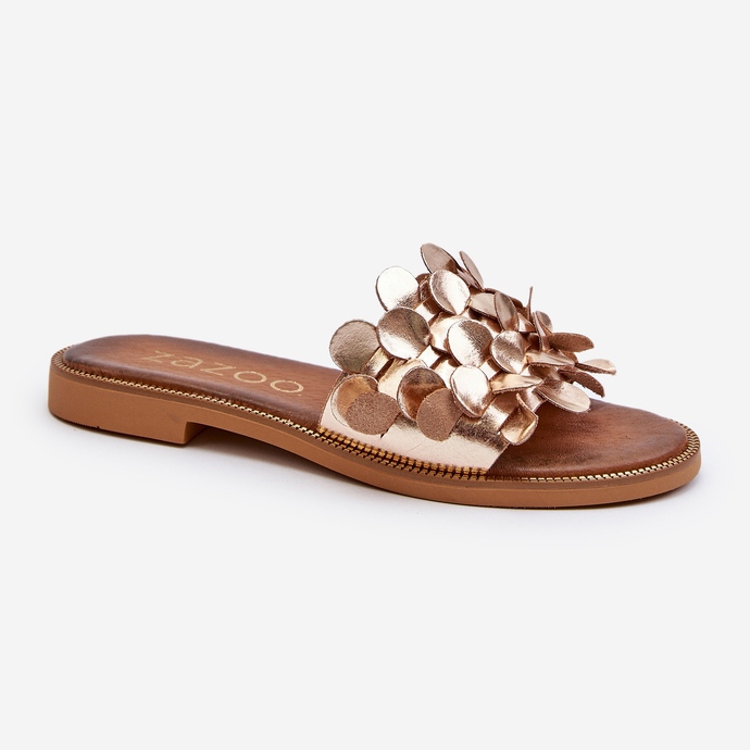 Zazoo 40381 Sandali piatti in pelle da donna, Oro d'oro 2
