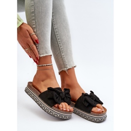 Infradito da donna con plateau e fiocco, Evatria di colore Nero 1