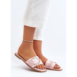Infradito da donna lucide con decorazione rosa 2