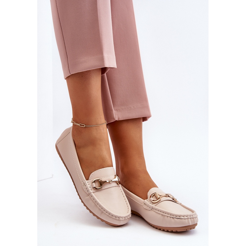 Mocassini Classici da Donna in Eco Pelle Beige Demese 2