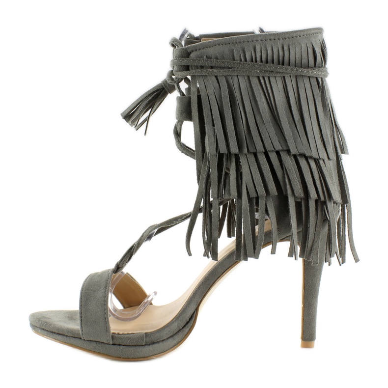 Sandali a tacco alto con frange 8125 Grigio 1