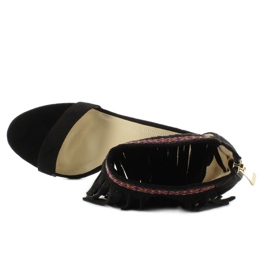 Sandali neri etnici con frange nero 2