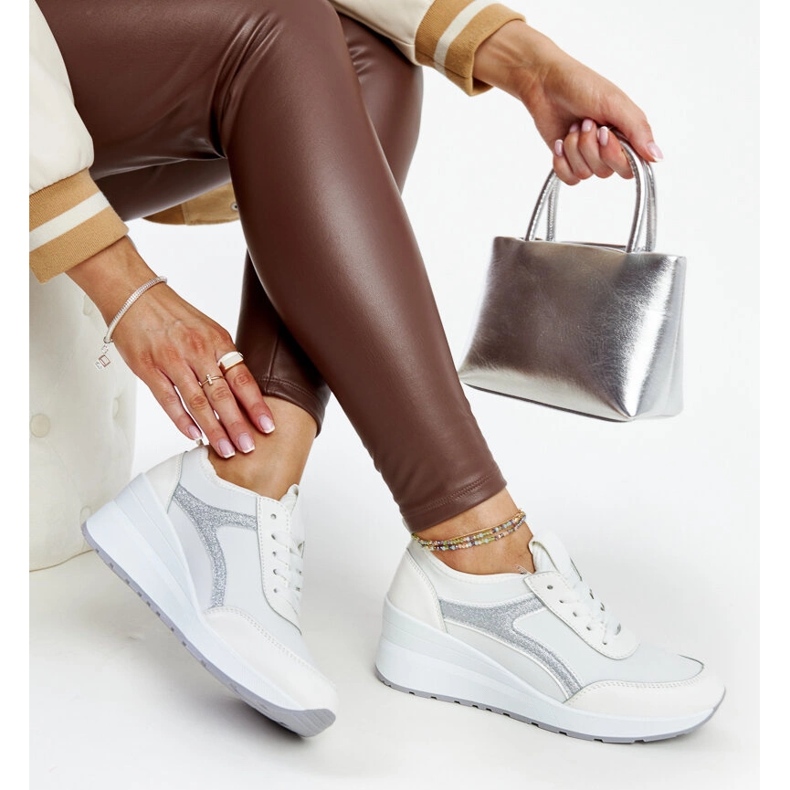 Sneakers con zeppa Hermina bianche bianco 1